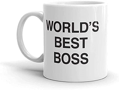 Taza de café con Dunder Mifflin, The -World's Best Boss-11oz de cerámica divertida taza de café/té/cacao taza de café única e idea de regalo para hombre/mujer/jefes/compañeros de trabajo