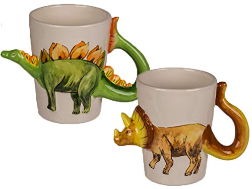 Bada Bing Juego de 2 tazas de dinosaurio 3D, aprox. 250 ml, taza infantil con diseño de T-Rex Triceratops Stegosaurus Raptor regalo 19