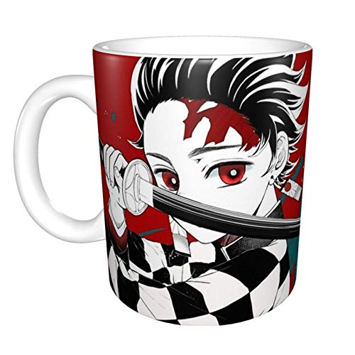 NA Enfocado Demon Slayer - Kimetsu No Yaiba Taza de café de cerámica única y Divertida Taza de té de café de Oficina en casa para Regalo de Festival de Novedad