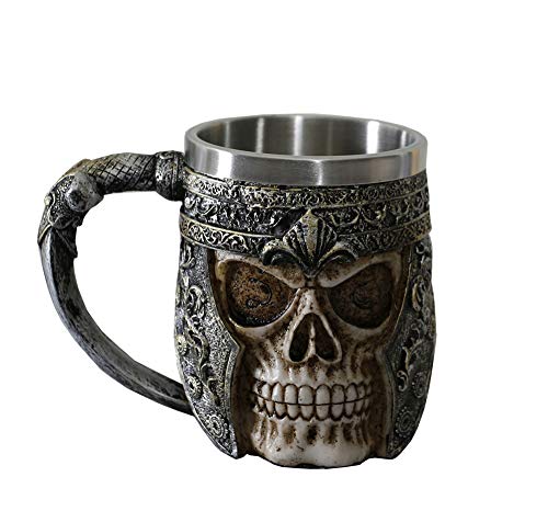 OTARTU Taza de café con diseño de calavera, 400 ml, diseño de calavera vikinga, para regalo del día del padre