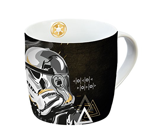 Star Wars Tasse Stormtrooper Gold 300ml Porzellan Taza de Porcelana, Negro/Dorado, 11,5 x 9 x 8,5 cm