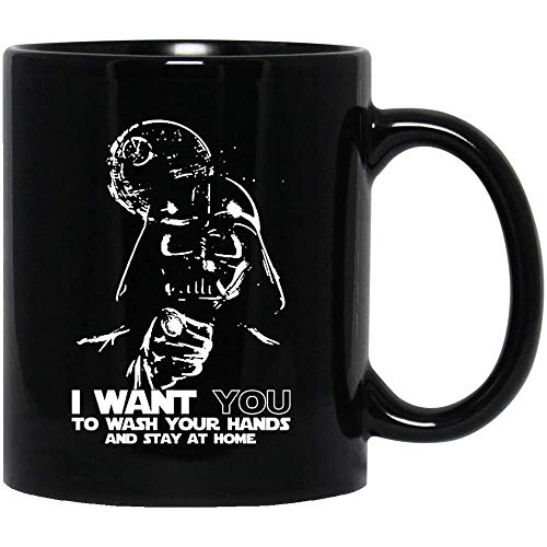Tazas de café con texto "I Want You to wash Your Hands and Stay at Home Retro Star Wars DarthVader OBI-Wan Kenobi